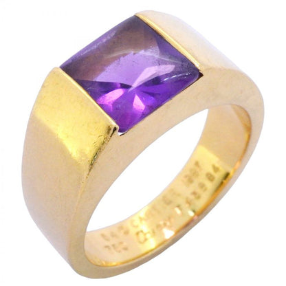 Cartier Ring Tank 18K Yellow Gold Yellow Gold Amethyst Purple #54 Ladies