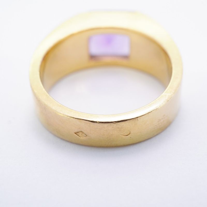 Cartier Ring Tank 18K Yellow Gold Yellow Gold Amethyst Purple #54 Ladies