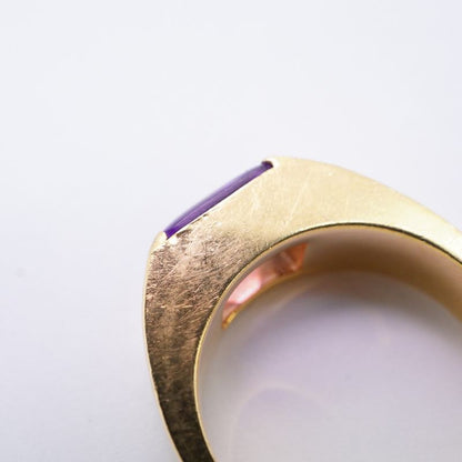 Cartier Ring Tank 18K Yellow Gold Yellow Gold Amethyst Purple #54 Ladies