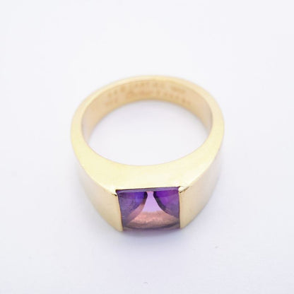 Cartier Ring Tank 18K Yellow Gold Yellow Gold Amethyst Purple #54 Ladies