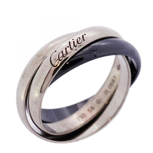 Cartier Ring Trinity Classic Model 18K White Gold White Gold Ceramic Black #58