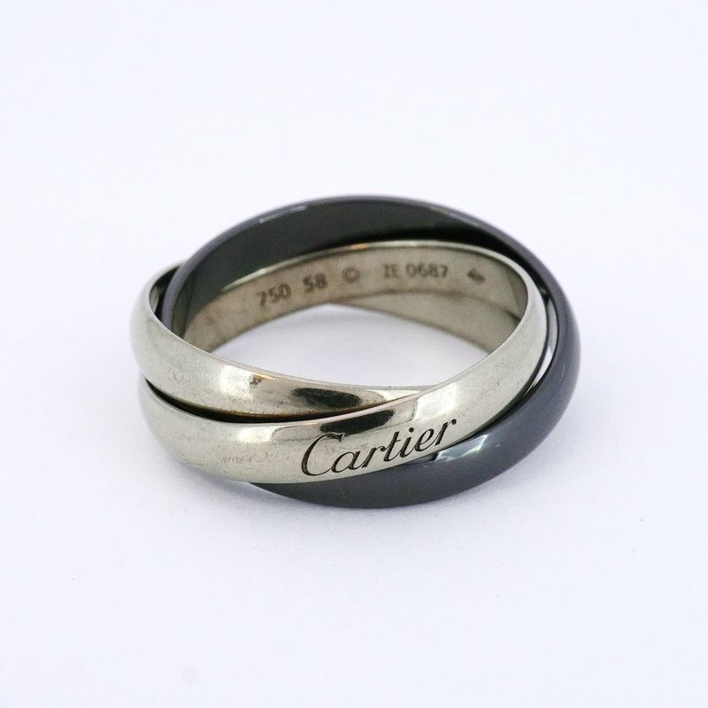 Cartier Ring Trinity Classic Model 18K White Gold White Gold Ceramic Black #58