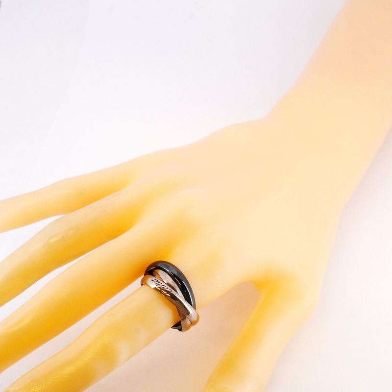 Cartier Ring Trinity Classic Model 18K White Gold White Gold Ceramic Black #58