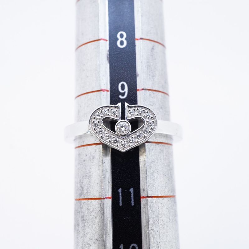 Cartier Ring C Heart 18K White Gold White Gold Diamond #50 Ladies