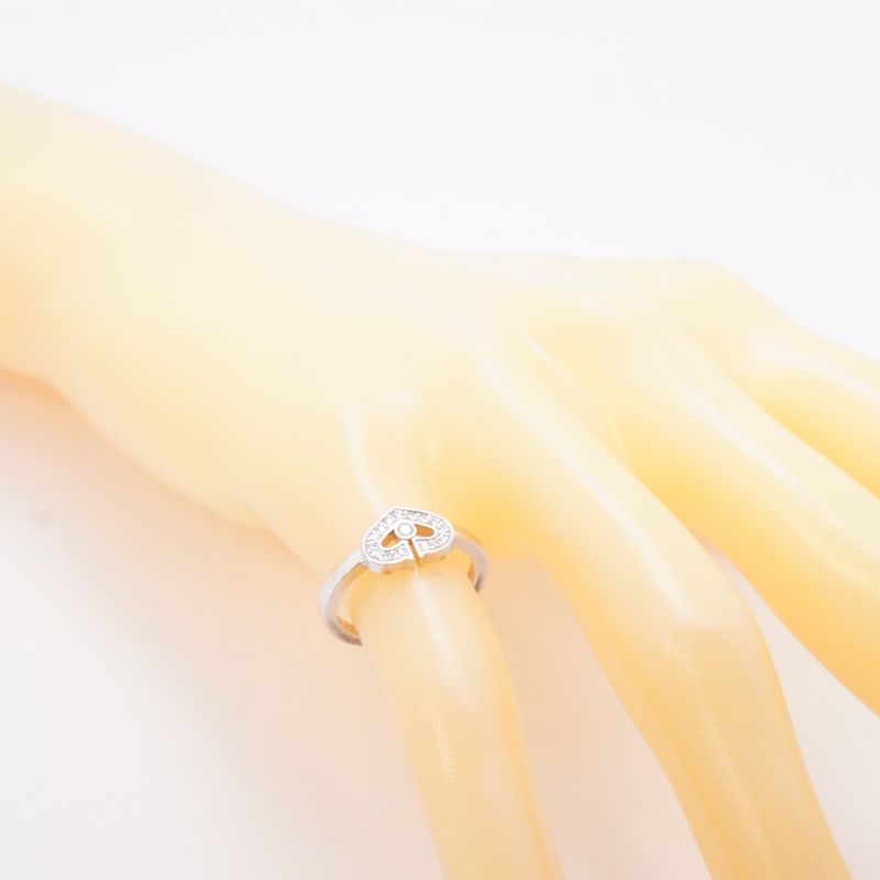Cartier Ring C Heart 18K White Gold White Gold Diamond #50 Ladies