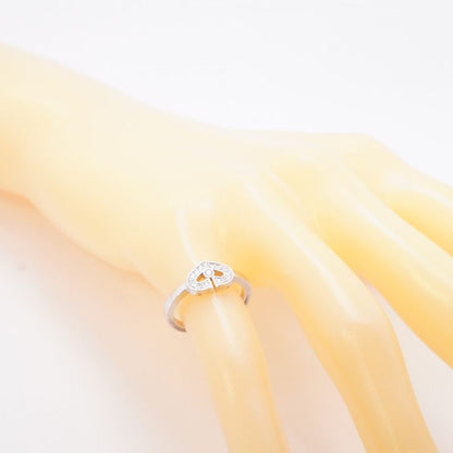 Cartier Ring C Heart 18K White Gold White Gold Diamond #50 Ladies