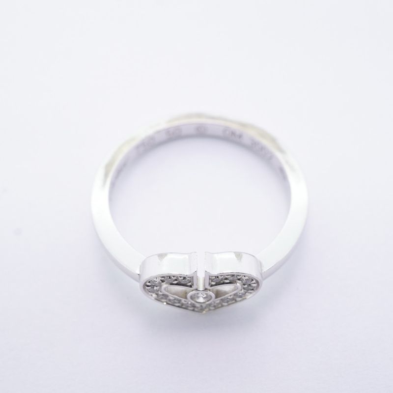 Cartier Ring C Heart 18K White Gold White Gold Diamond #50 Ladies