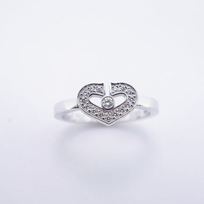 Cartier Ring C Heart 18K White Gold White Gold Diamond #50 Ladies