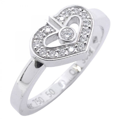 Cartier Ring C Heart 18K White Gold White Gold Diamond #50 Ladies