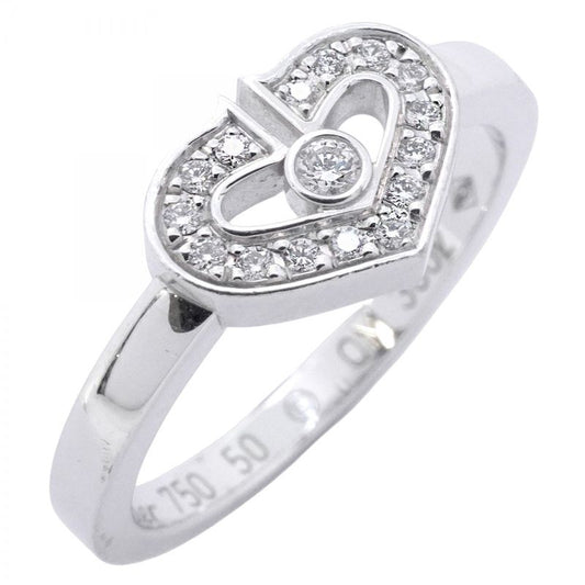 Cartier Ring C Heart 18K White Gold White Gold Diamond #50 Ladies