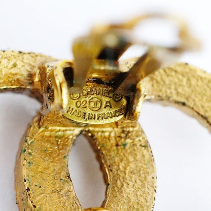 Chanel Earrings Coco Mark GP Plated Rhinestone Gold Ladies