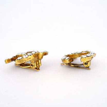 Chanel Earrings Coco Mark GP Plated Rhinestone Gold Ladies
