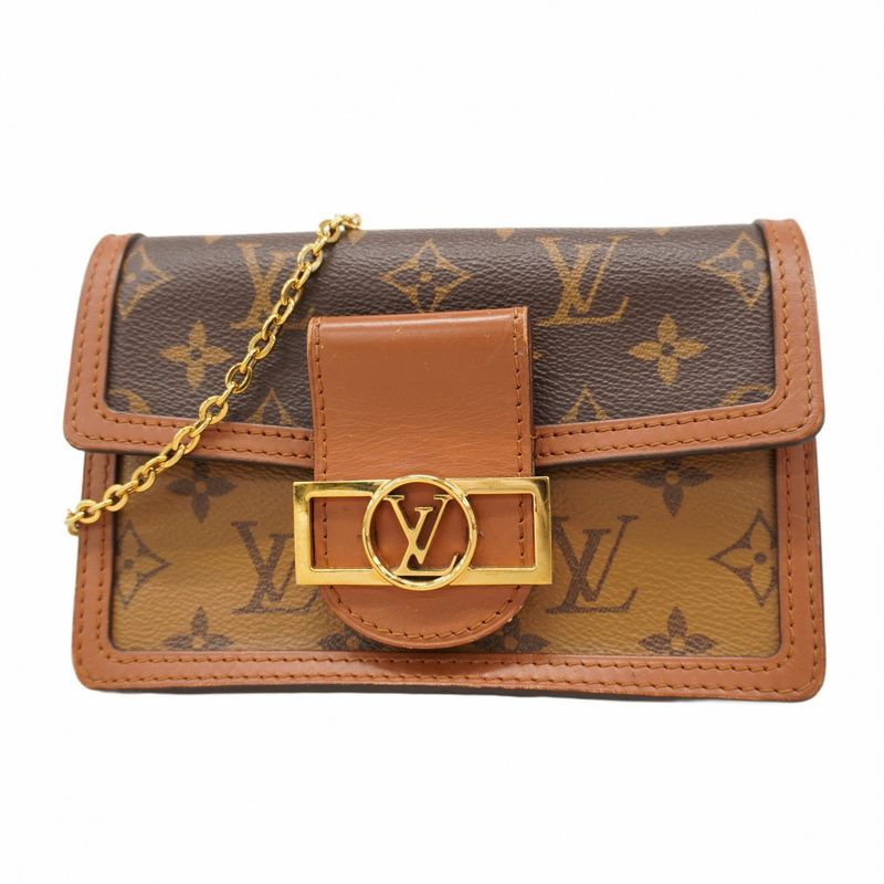 Louis Vuitton Shoulder Bag Monogram Reverse Portefeuille Dauphine M68746 Brown