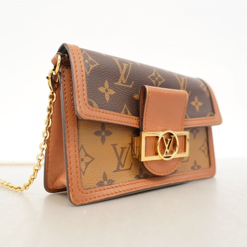 Louis Vuitton Shoulder Bag Monogram Reverse Portefeuille Dauphine M68746 Brown