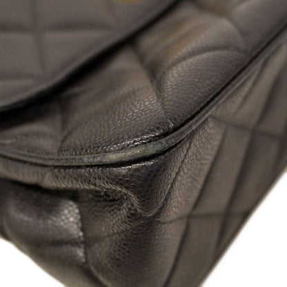 Chanel Shoulder Bag Matelasse Decacoco Caviar Skin Black Gold Hardware Women