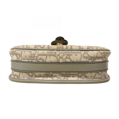 Christian Dior Shoulder Bag Oblique Jacquard Canvas Gray Gold Hardware Women
