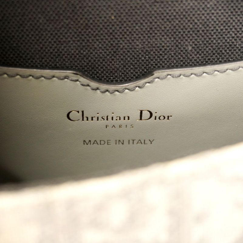 Christian Dior Shoulder Bag Oblique Jacquard Canvas Gray Gold Hardware Women