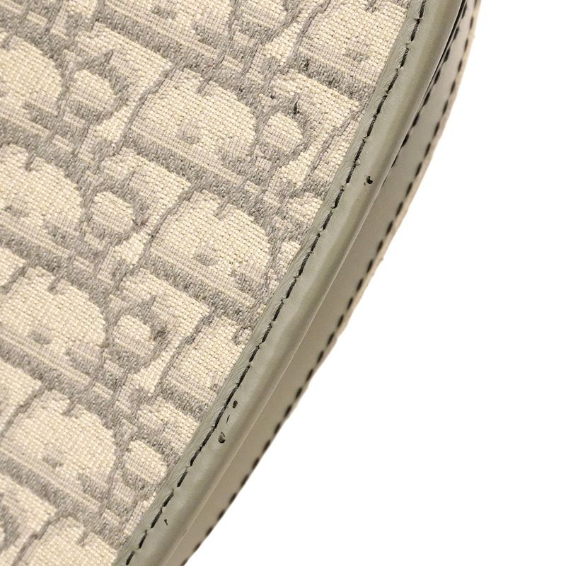 Christian Dior Shoulder Bag Oblique Jacquard Canvas Gray Gold Hardware Women