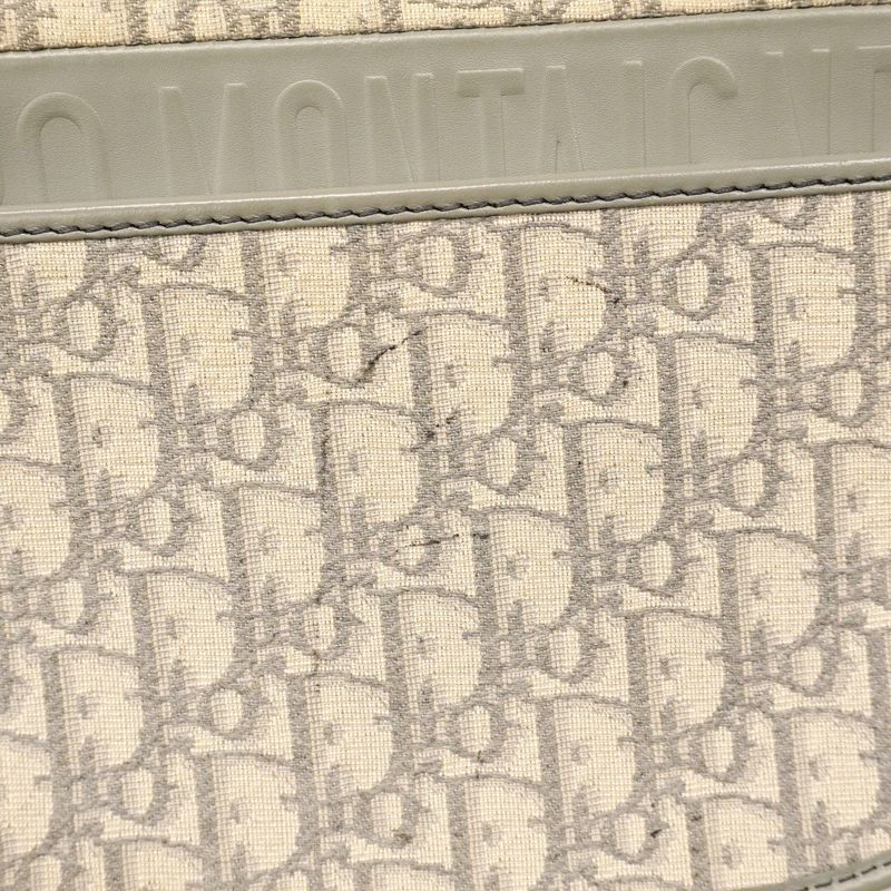 Christian Dior Shoulder Bag Oblique Jacquard Canvas Gray Gold Hardware Women