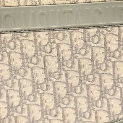 Christian Dior Shoulder Bag Oblique Jacquard Canvas Gray Gold Hardware Women