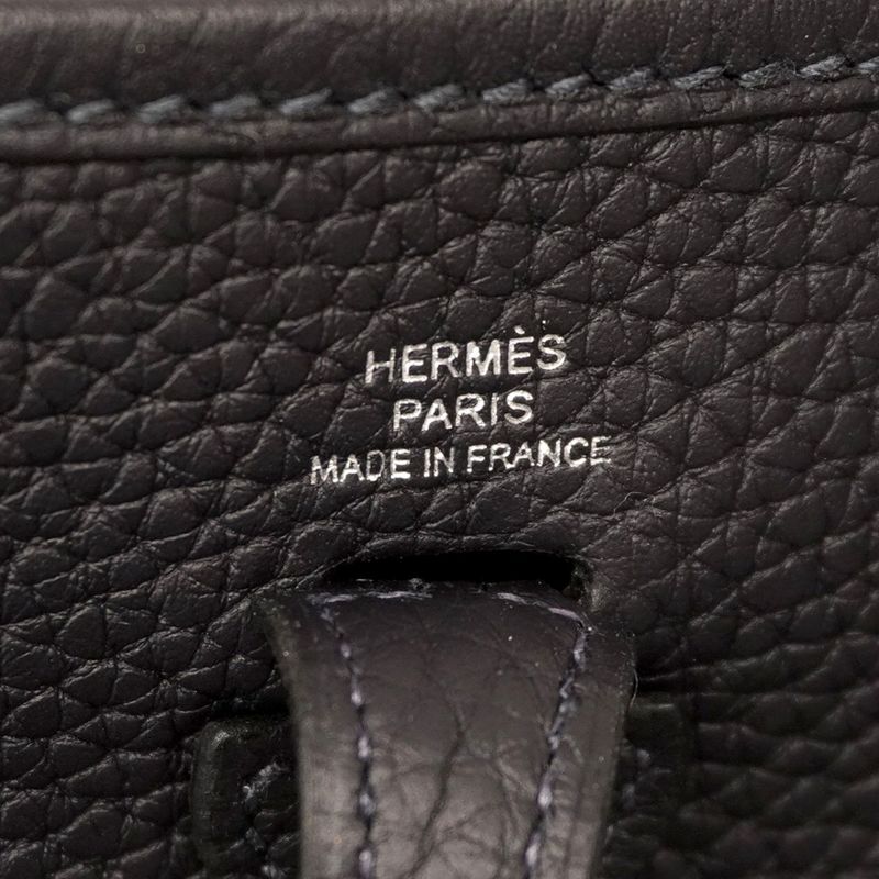 Hermes Shoulder Bag Evelyn TPM Taurillon Clemence Blue Obscure Silver Hardware