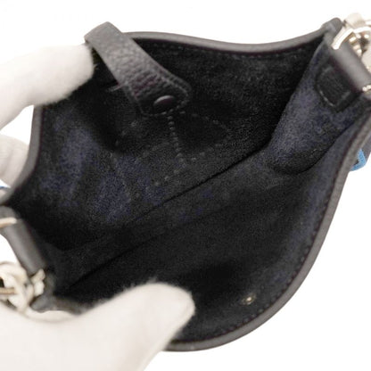Hermes Shoulder Bag Evelyn TPM Taurillon Clemence Blue Obscure Silver Hardware