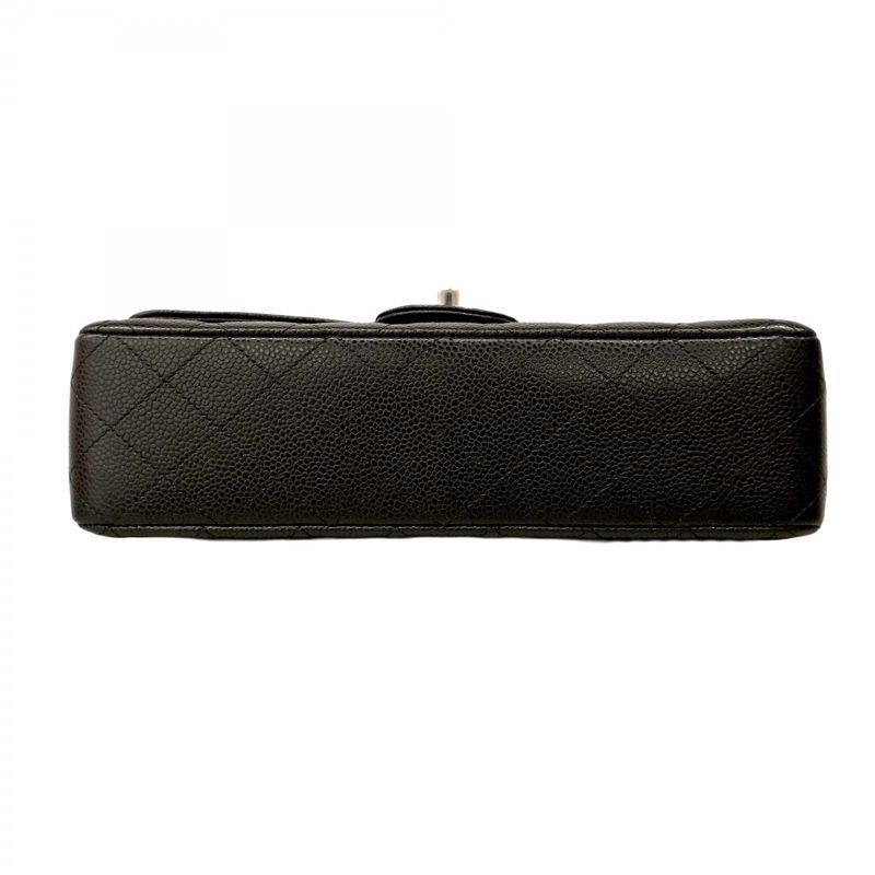 Chanel Shoulder Bag Matelasse Caviar Skin Black Silver Hardware Women