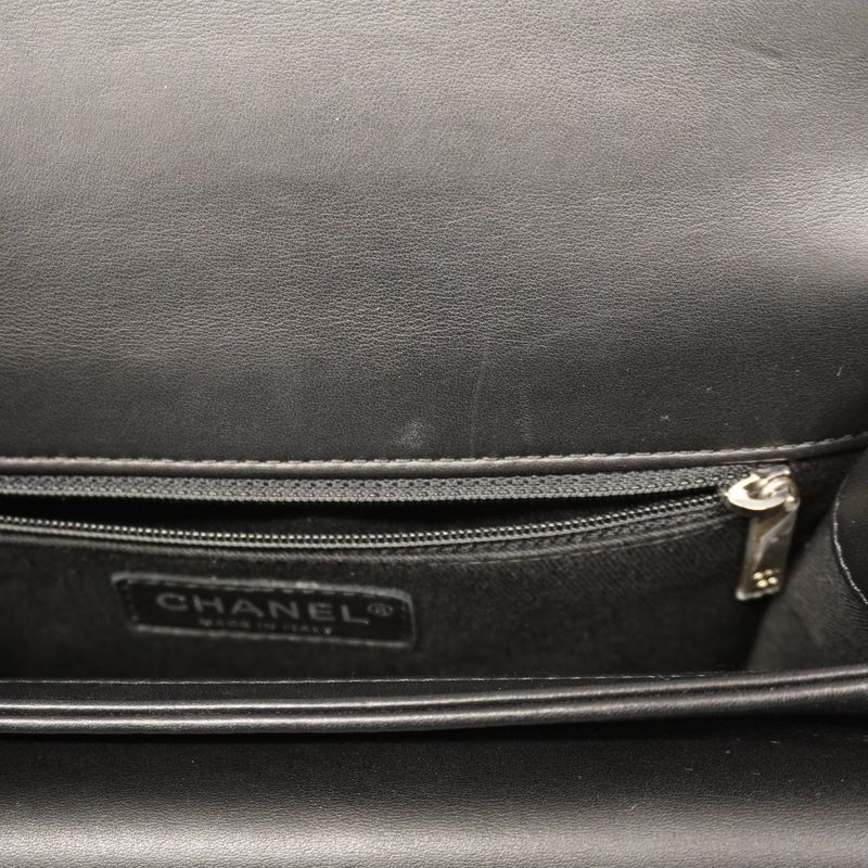 Chanel Shoulder Bag Coco Eyelet Leather Black Silver Hardware Women