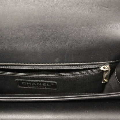 Chanel Shoulder Bag Coco Eyelet Leather Black Silver Hardware Women