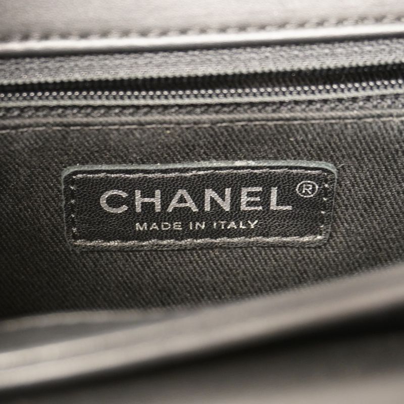 Chanel Shoulder Bag Coco Eyelet Leather Black Silver Hardware Women