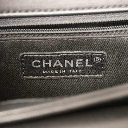 Chanel Shoulder Bag Coco Eyelet Leather Black Silver Hardware Women