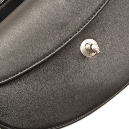 Chanel Shoulder Bag Coco Eyelet Leather Black Silver Hardware Women