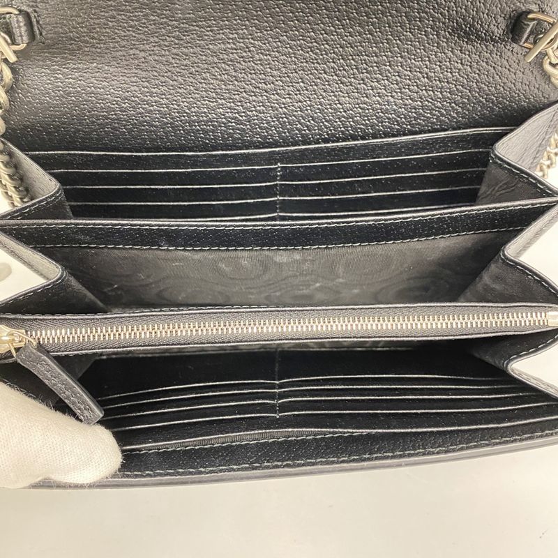 Gucci Shoulder Wallet Duo Nuosos 401231 Denim Black Silver Hardware Women's