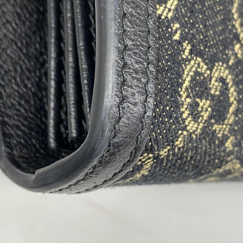 Gucci Shoulder Wallet Duo Nuosos 401231 Denim Black Silver Hardware Women's