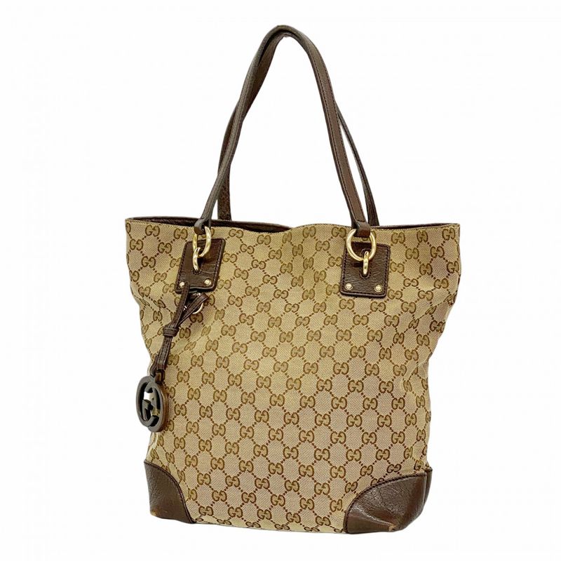 Gucci Tote Bag GG Canvas 247237 Canvas Brown Gold Hardware