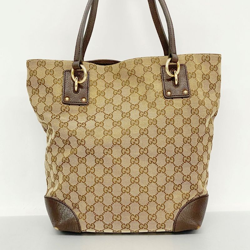 Gucci Tote Bag GG Canvas 247237 Canvas Brown Gold Hardware