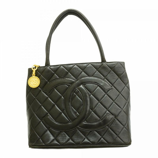 Chanel Tote Bag Revival Tote Lambskin Black Gold Hardware Women's