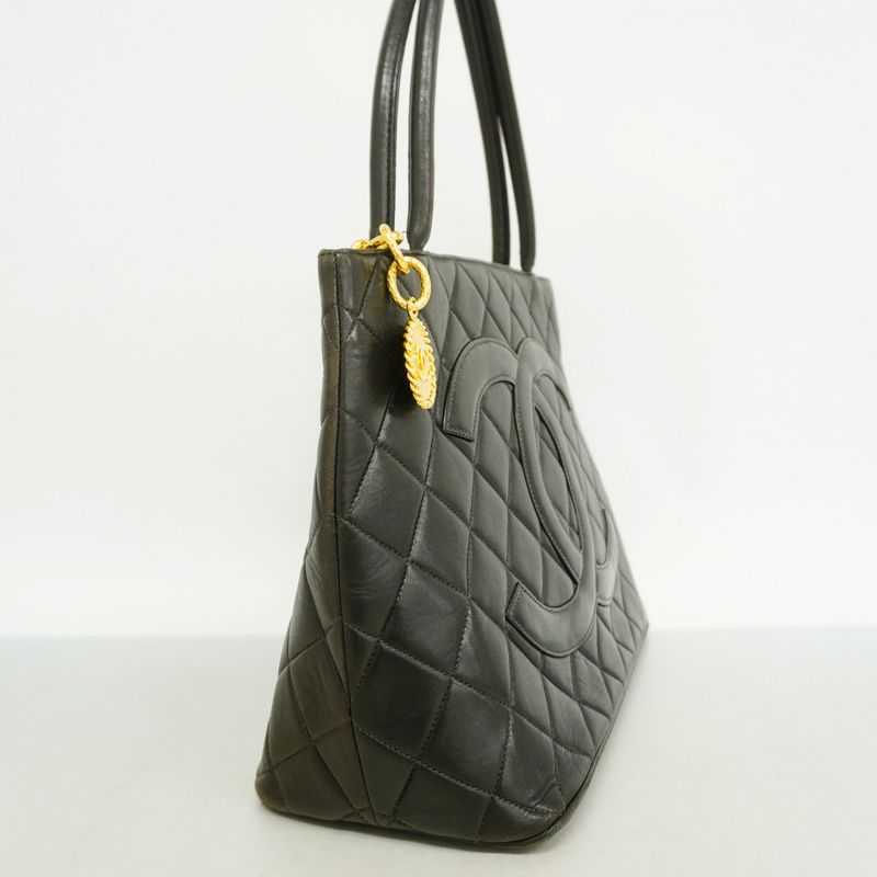 Chanel Tote Bag Revival Tote Lambskin Black Gold Hardware Women's