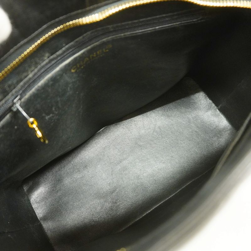 Chanel Tote Bag Revival Tote Lambskin Black Gold Hardware Women's