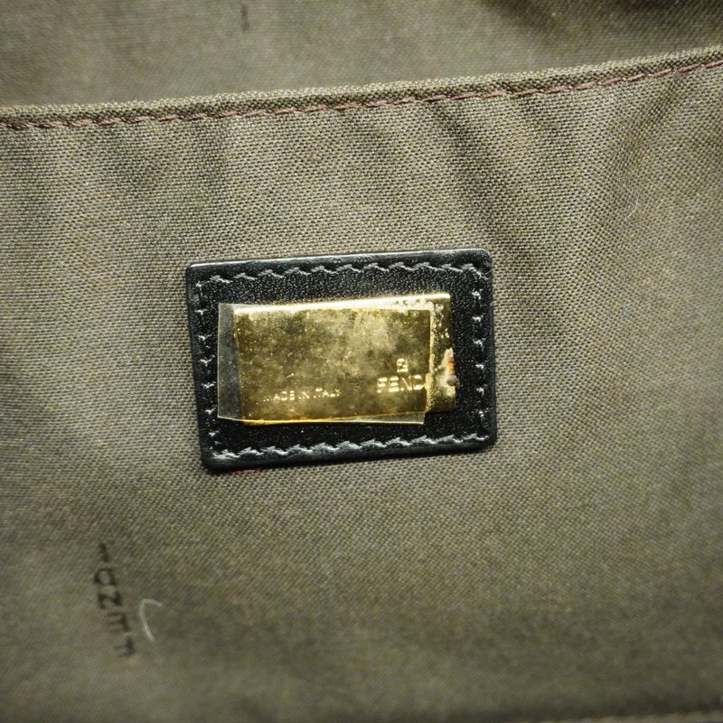 Fendi Tote Bag Zucchino Nylon Canvas Black Chien Pan Gold Hardware Women's