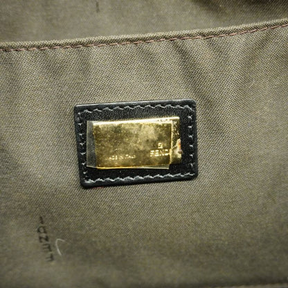 Fendi Tote Bag Zucchino Nylon Canvas Black Chien Pan Gold Hardware Women's