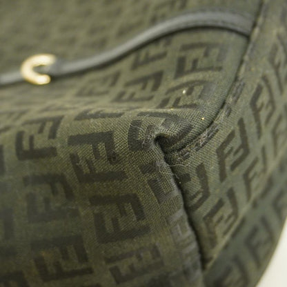 Fendi Tote Bag Zucchino Nylon Canvas Black Chien Pan Gold Hardware Women's