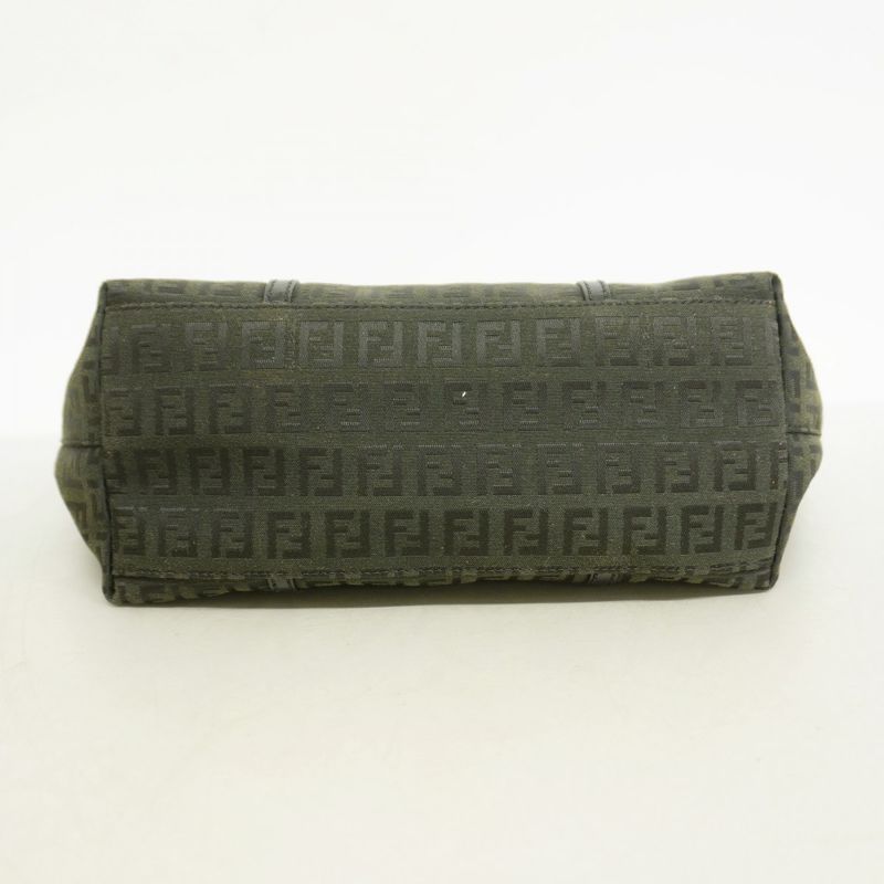 Fendi Tote Bag Zucchino Nylon Canvas Black Chien Pan Gold Hardware Women's