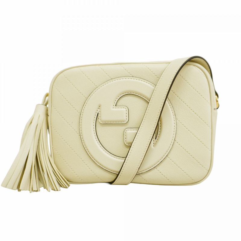 Gucci Shoulder Bag Blondi 742360 Leather White Gold Hardware Women