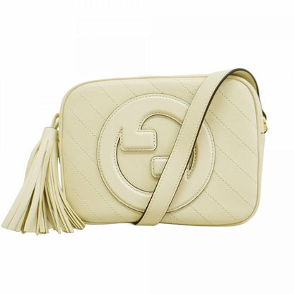Gucci Shoulder Bag Blondi 742360 Leather White Gold Hardware Women