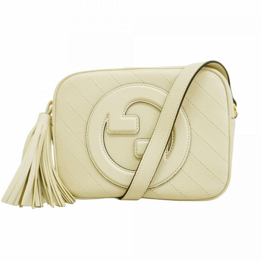 Gucci Shoulder Bag Blondi 742360 Leather White Gold Hardware Women