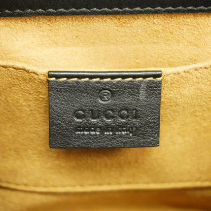 Gucci Shoulder Bag GG Supreme 409487 PVC Leather Black Brown Gold Hardware Women