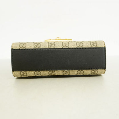 Gucci Shoulder Bag GG Supreme 409487 PVC Leather Black Brown Gold Hardware Women