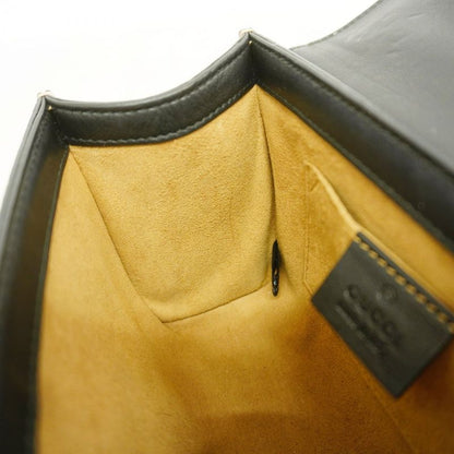 Gucci Shoulder Bag GG Supreme 409487 PVC Leather Black Brown Gold Hardware Women