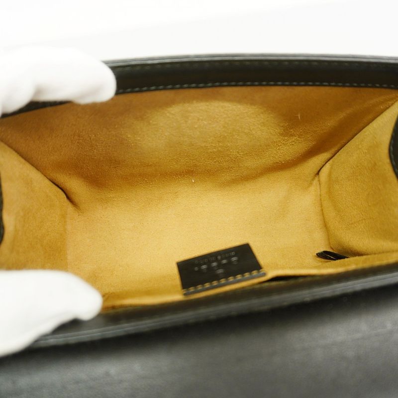 Gucci Shoulder Bag GG Supreme 409487 PVC Leather Black Brown Gold Hardware Women